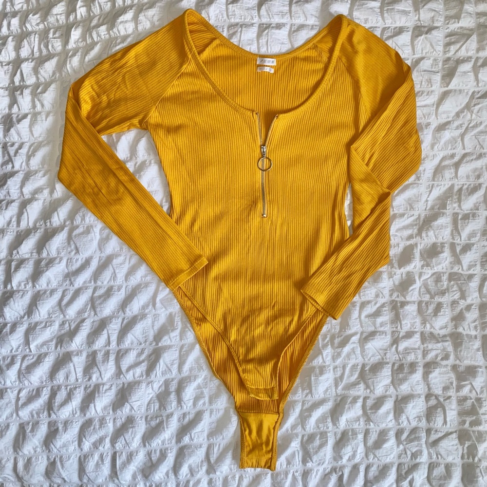 Urban Outfitters Yellow Long Sleeve Bodysuit
